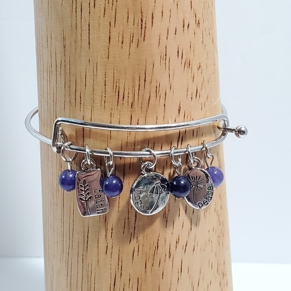 Growing strong bangle bracelet silvertone Faith Hope Peace - Picture 4 of 8